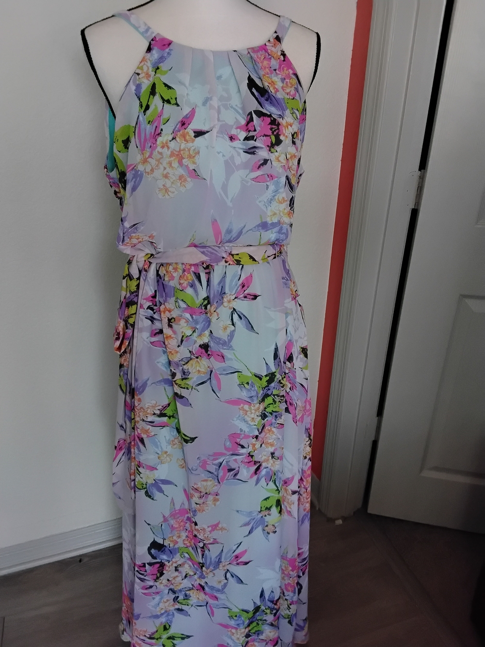 Shelby & Palmer Lavender Floral Halter Maxi Dress
